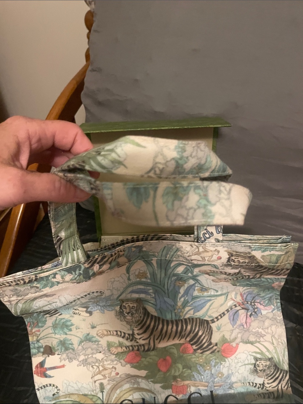 Gucci Floral Tiger Canvas Tote — Cream, Green, Blue - Picture 17 of 17